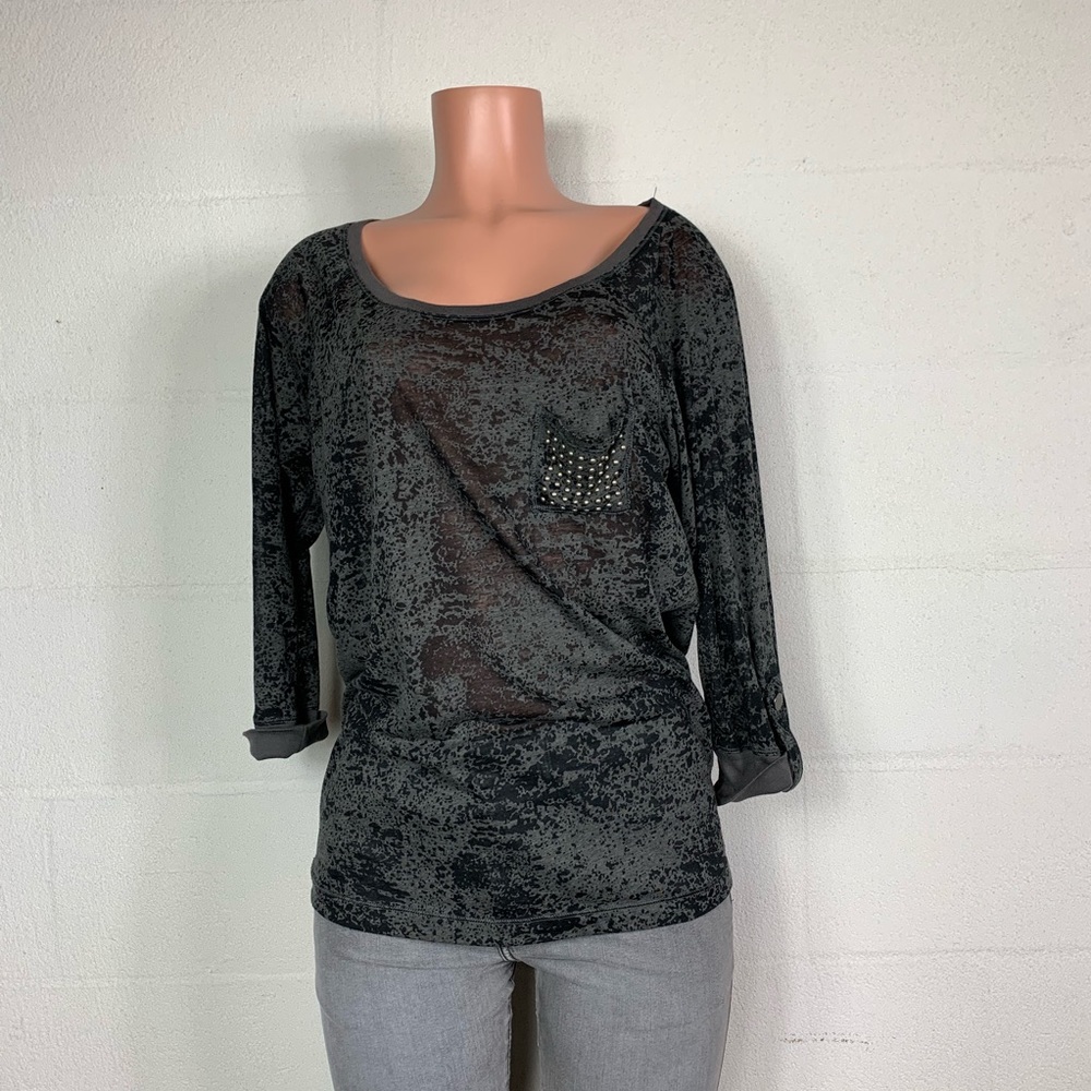 AX Armani exchange blouse sheer black studded